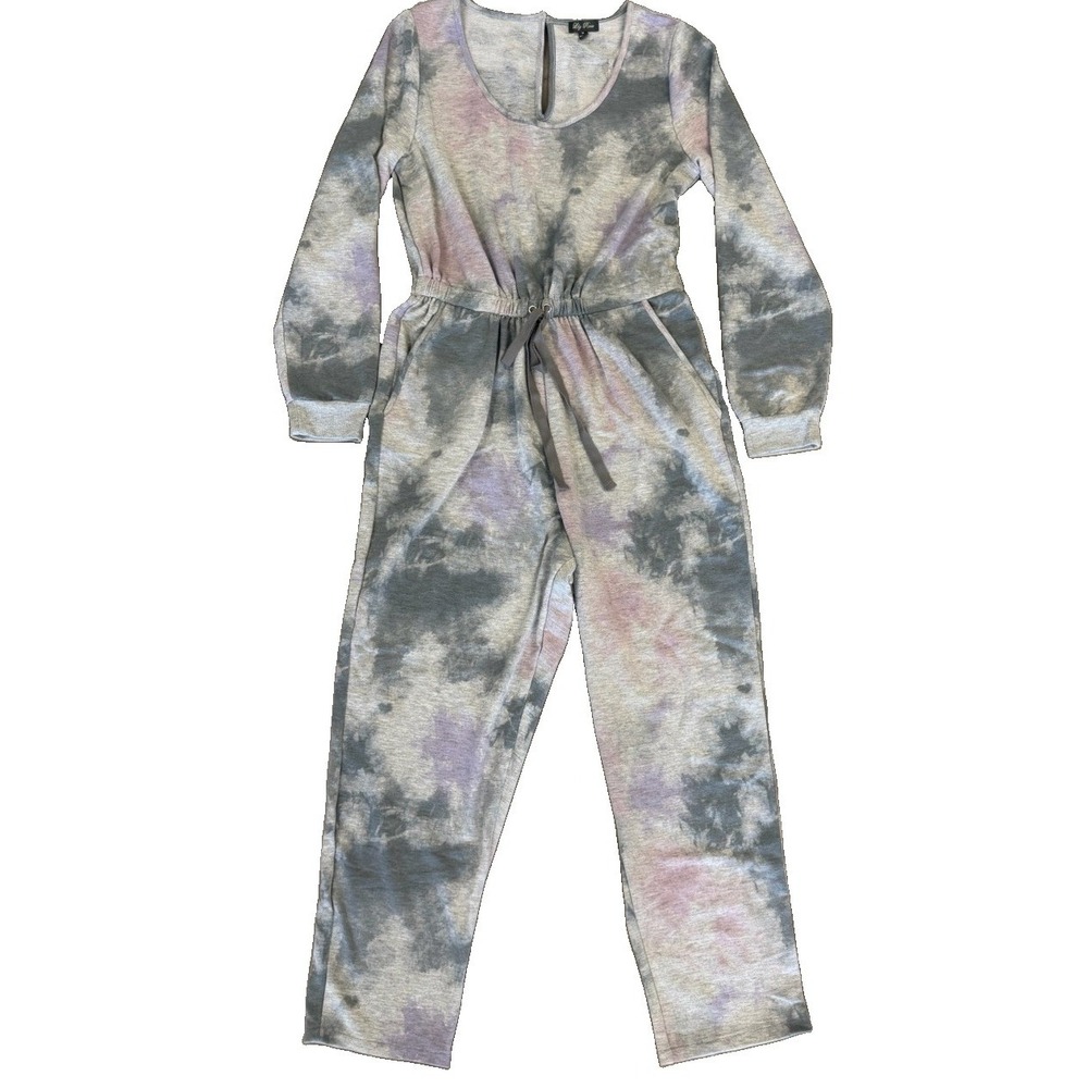 Lily Rose Women's Medium Tie Dye Jumpsuit Purple Wide Leg Y2K Boho